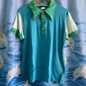 Big Bud Press seafoam green colorblock polo